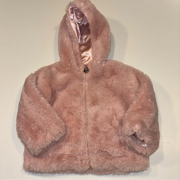 Michael Michael Kors Light Pink Faux Fur Hooded Jacket Size 24m - Picture 6 of 8